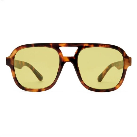 AIRE Whirlpool Dark Tort Aviator Sunglasses Khaki Lens Unisex NWOT - Picture 3 of 9